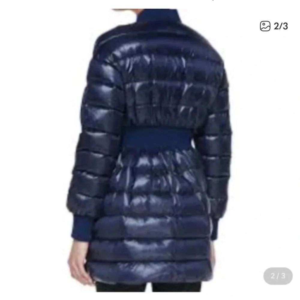 Red Valentino Navy Puffer Coat with elastic band feathers Size 40 US S - Picture 2 of 3